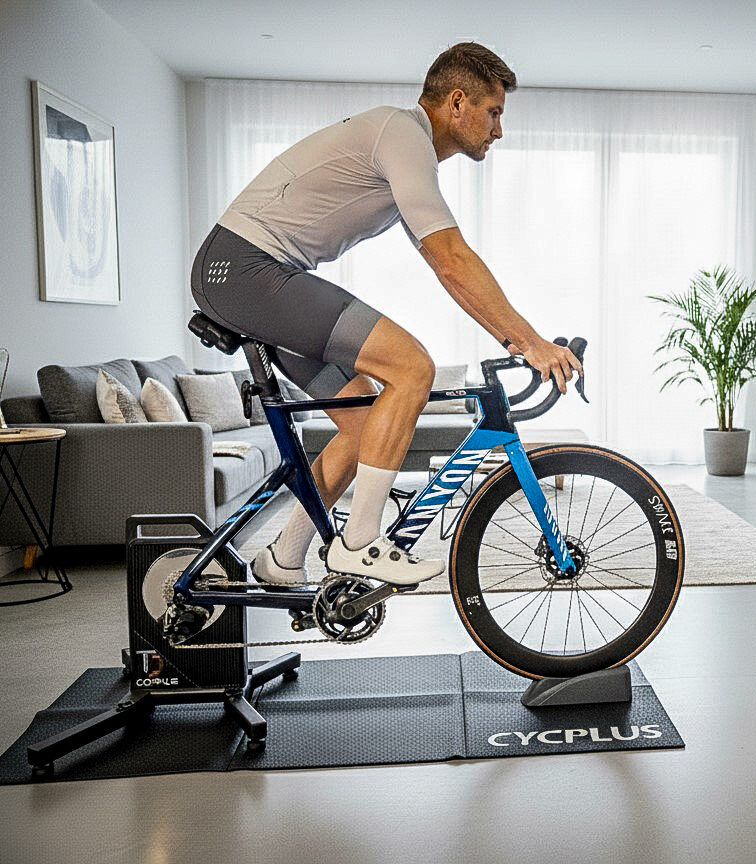 Trening na trenażerze rowerowym smart w domu